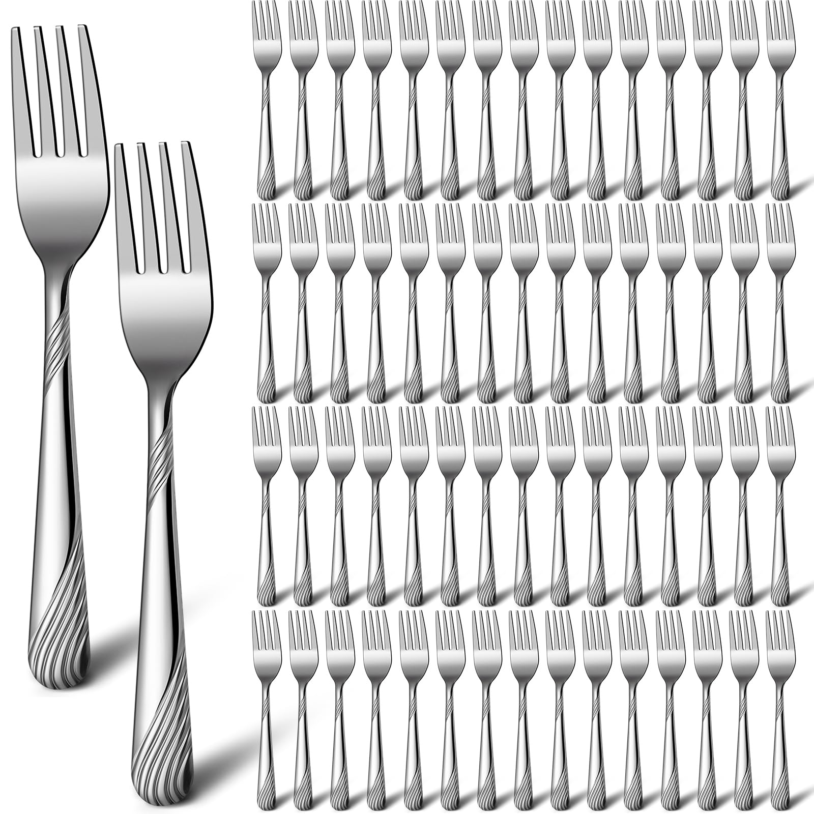 Bokon 320 Pieces Dinner Forks Bulk, 6.9 Inch Stainless Steel Silverware Flatware, Durable Table Forks Set for Home Restaurant Kitchen, Dishwasher Safe (Stylish)
