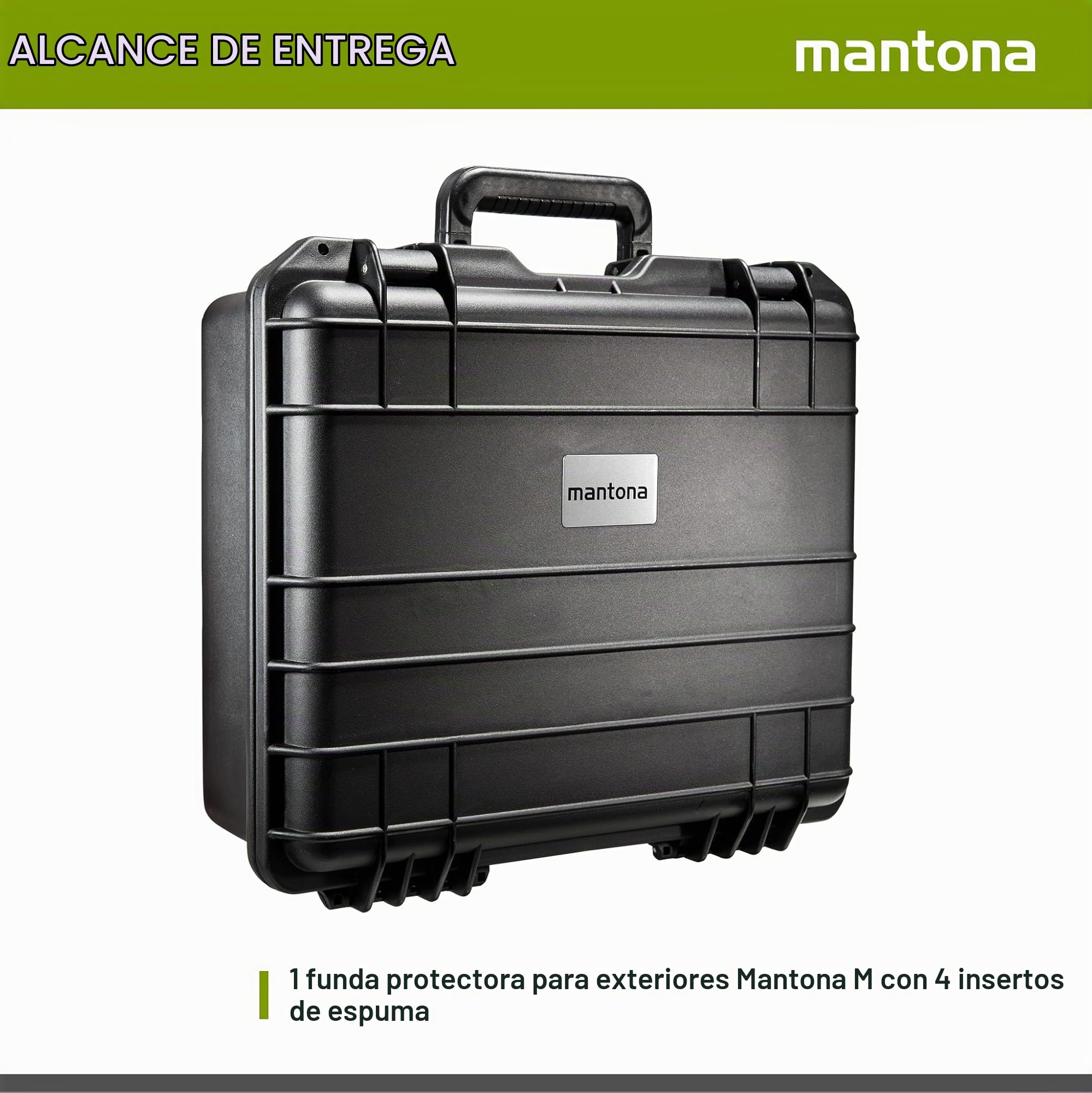 Mantona - Maletín de Exteriores para cámaras de Fotos (tamaño Mediano, Resistente al Agua, el Polvo y Las Rozaduras), Color Negro