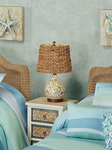 Miniatura 2 de Touch of Class Theia II - Lámpara de mesa de madreperla con parte inferior de mosaico, marfil, blanco, beige, lámparas temáticas de estilo costero