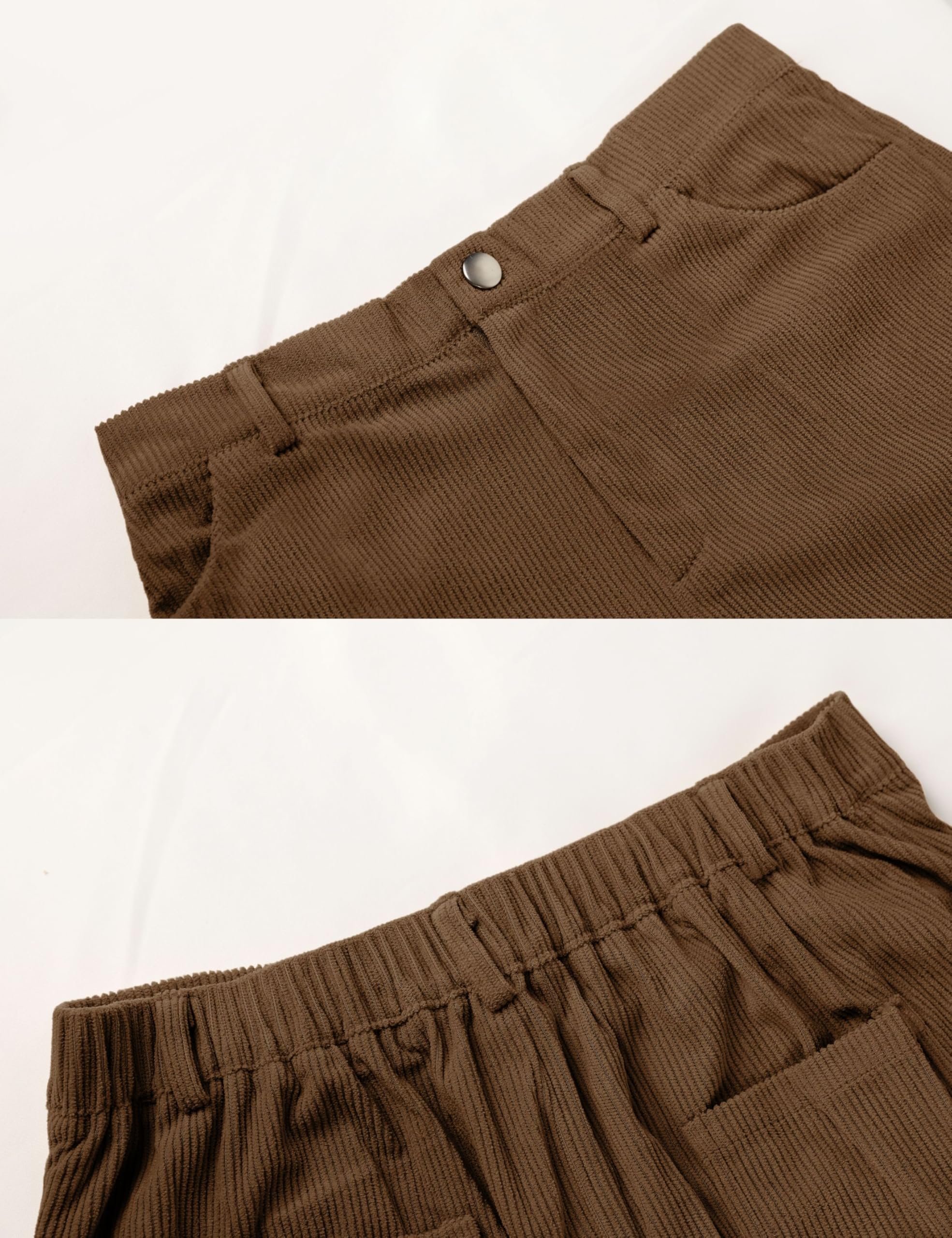 Himosyber Corduroy Pants for Women Casual Elastic High Waist Stretchy Wide Leg Pants Loose Fit Comfy Trousers with Pockets