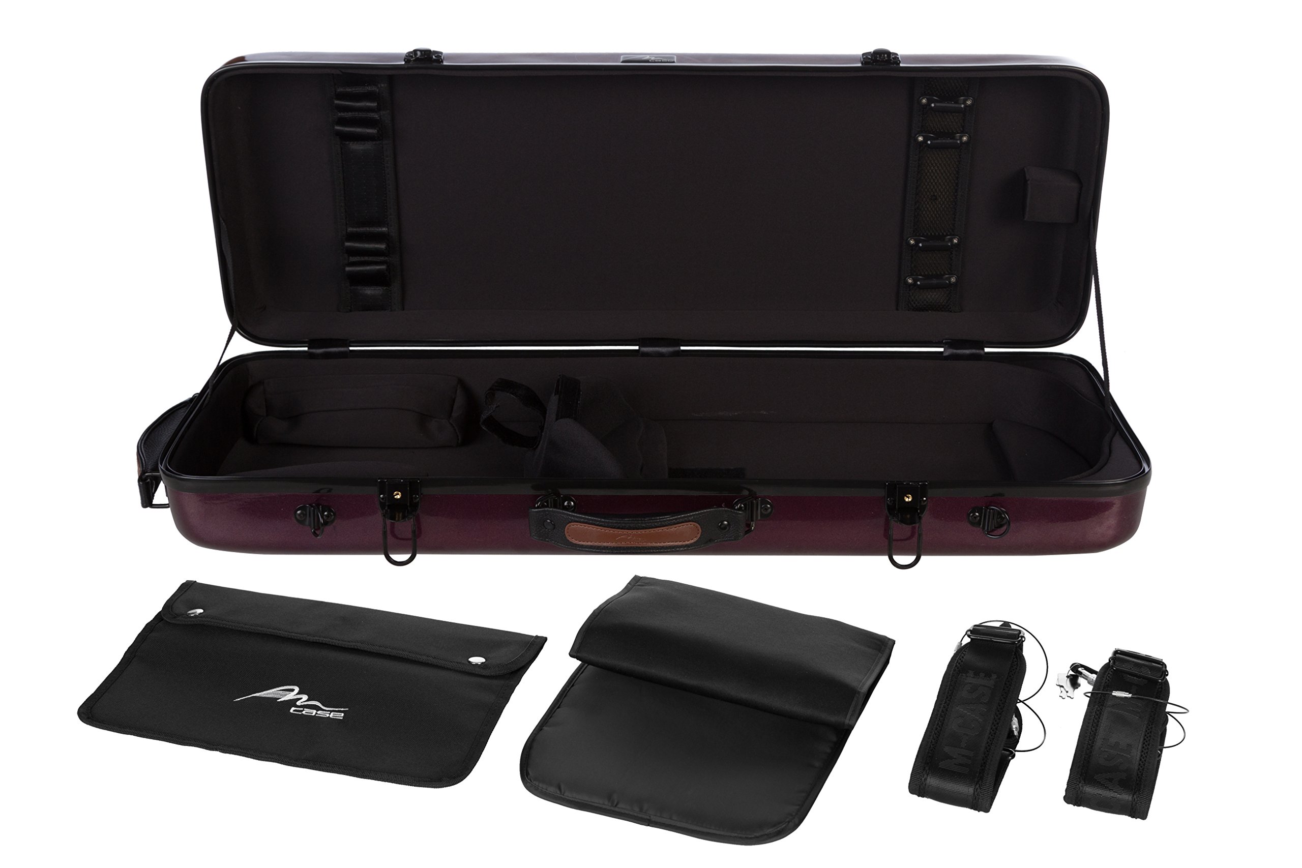 Custodia per Viola Fiberglass 38-43 Oblong borgogna lucido M-case + borsa musicale