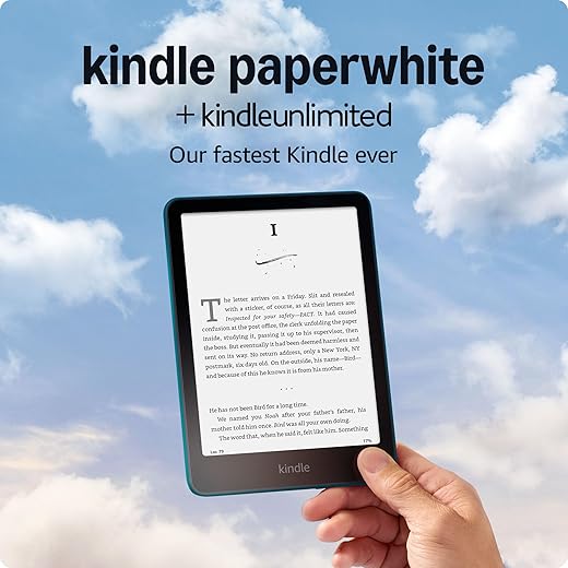 Amazon Kindle Paperwhite 16GB (newest model) – Our fastest Kindle ever, with new 7" glare-free display and weeks of battery life – Jade + 3 Months of Kindle Unlimited (with auto-renewal)