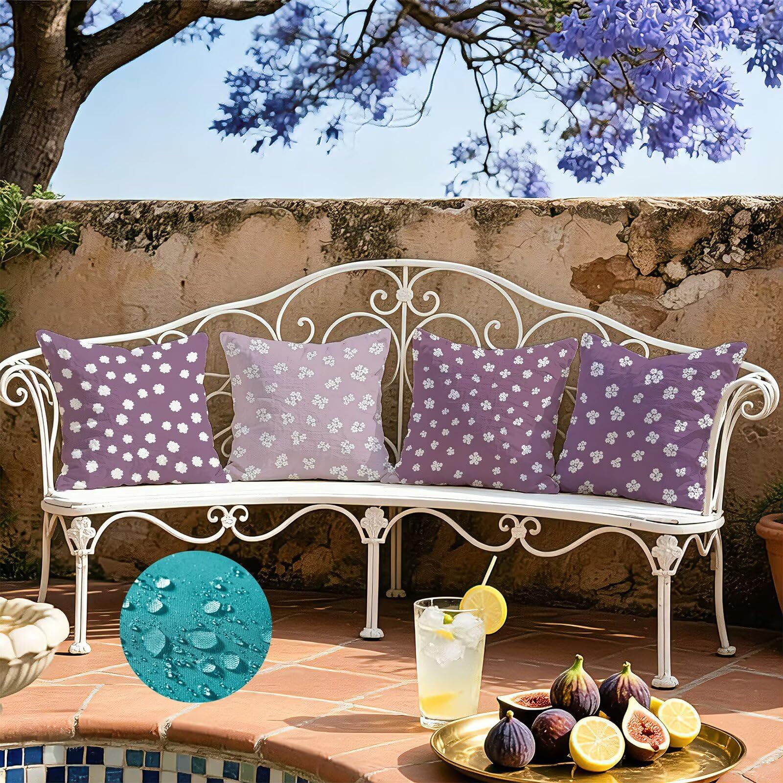Viola Federe Cuscini Divano 40x40cm, Cuscini da Esterno Set de 4, Cod-45 | Velour Copricuscini Decorativi Letto Arredo, per Letto, Soggiorno, Giardino, Esterno, Casa Decorazione Set di 4 Fiore