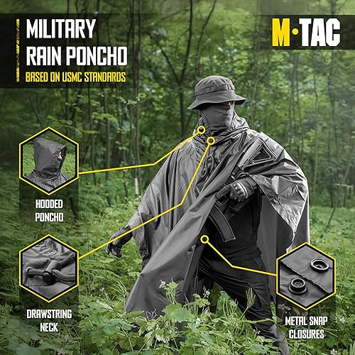 Miniatura 2 de M-Tac Poncho de lluvia táctico  Poncho militar militar del ejército  Impermeable Ripstop Camping Senderismo Caza al aire libre Ponchos de lluvia