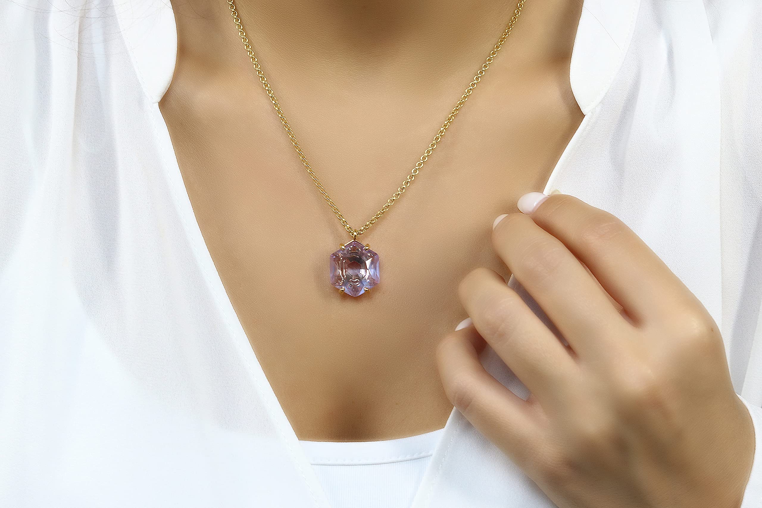 Anemone Tanzanite Collar en Plata de Ley - Collar de Cristal de Declaración Brillante - Collar Colgante Personalizable, Collar de Moda, Collar de Piedra de Nacimiento, Collar de Joyería de Regalo