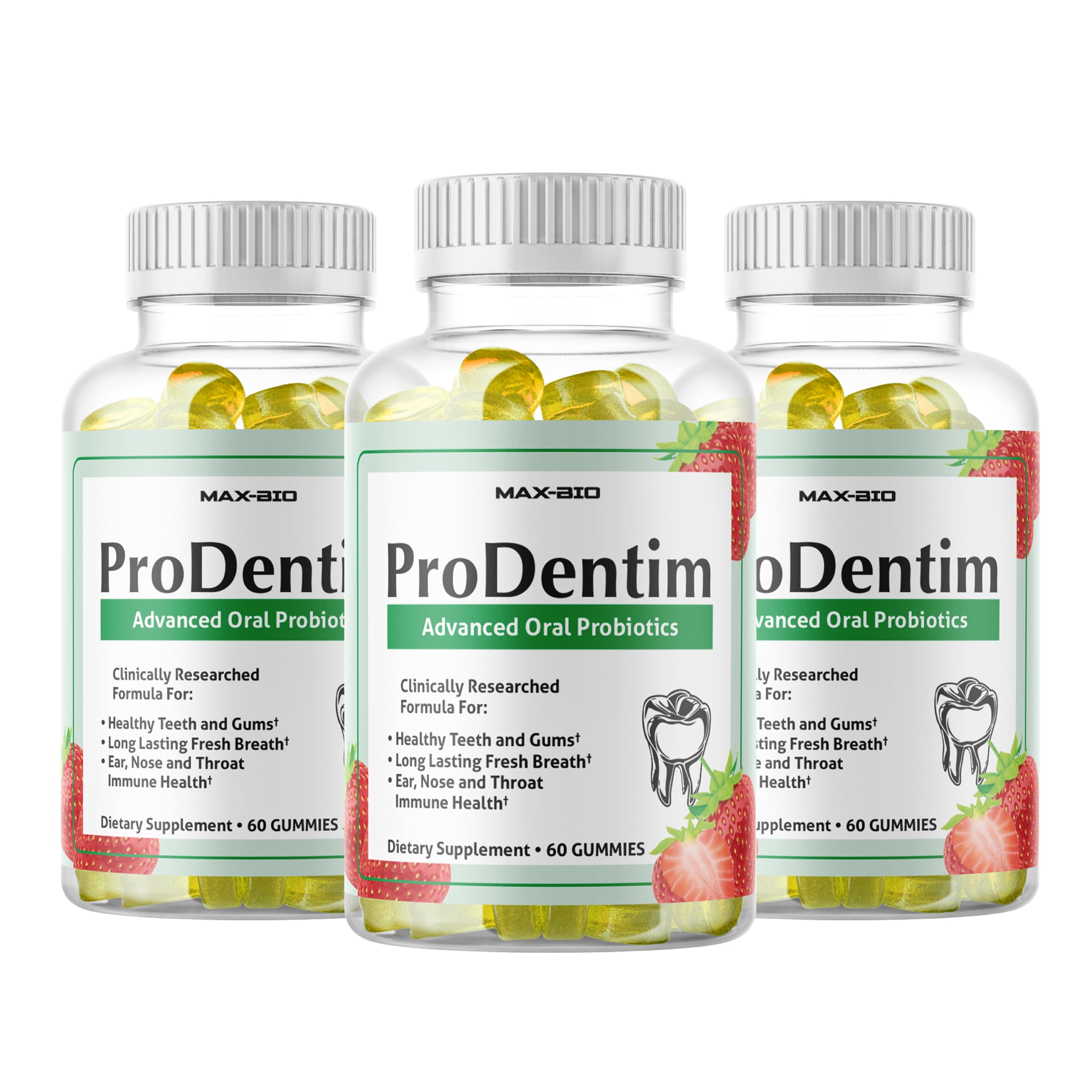 (Official 3 Pack) Prodentim Gummies Advanced Formula Probiotic Supplement Chewable GUMMIE for Gums and Teeth, Pro Dentim Dental Chewable Advanced Oral Probiotic Chew Strawberry Flavor (180 Gummies)