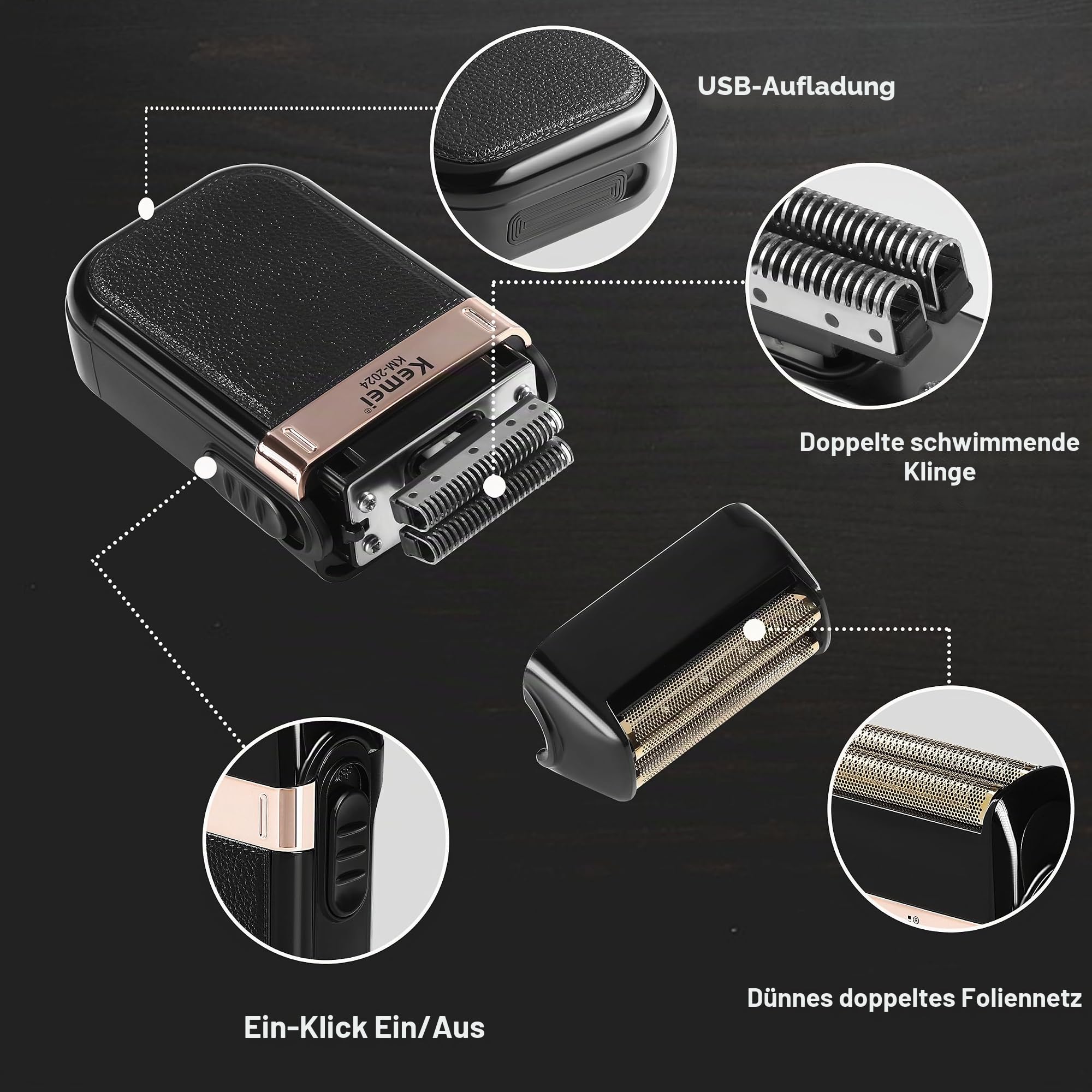 KEMEI 2 in 1 Haartrimmer & Folienrasierer Set fur Manner | Kabelloser T Blade Bart Trimmer und Rasierer Herren Elektrisch, Professionelle Konturen, USB Aufladung, 2024+PG2299