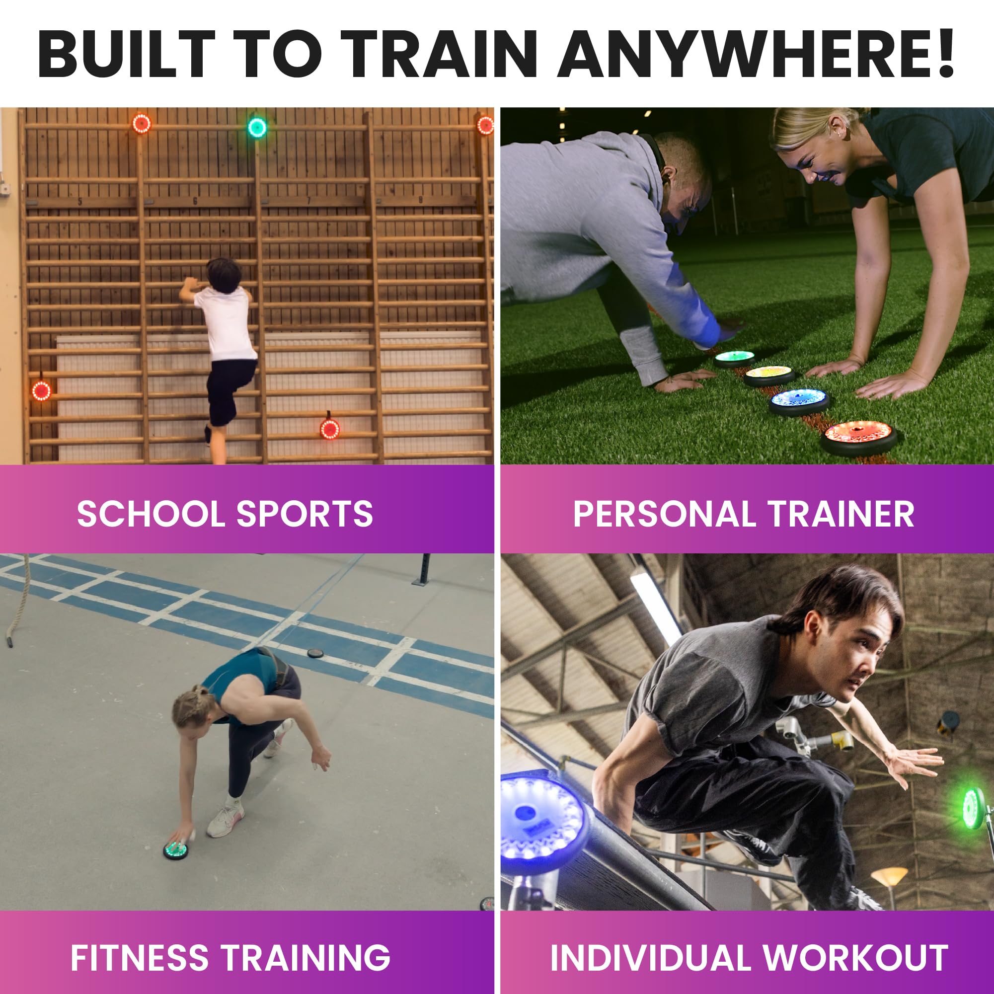 Reaktionslichter Training – Smartes Reaktionstraining per App – Trainingslichter für Sport, Schule & Coaching – 4 oder 6 Pucks