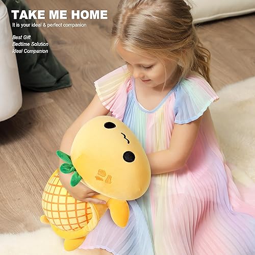 Miniatura 7 de Onsoyours Almohada de peluche suave de tortuga de tortuga, adorable juguete de peluche de tortuga Kawaii para niños (tortuga piña, 13 pulgadas)