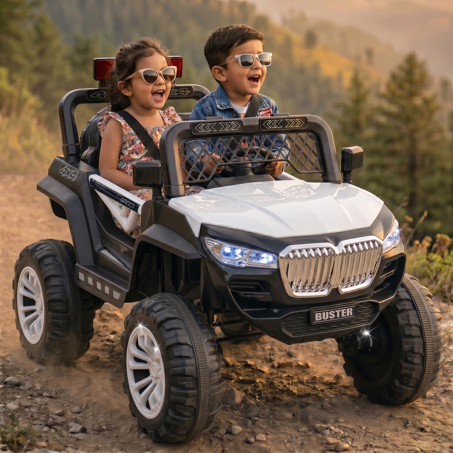 Toyzone Buster Electric Car - White | Rechargeable Car 12 V | Powered by 7.5 ah Battery | Music Player with Bluetoooth & USB | 6 Month Warranty on Battery | Make in India | for Kids 2+ Years-image-6