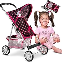 Vista 11 de Cochecito de muñeca de bebé Cochecito para niñas Cochecito paraguas para niños - Carro de juego ligero para niños pequeños de 1 a 3 años