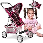 Baby Doll Stroller | Pram for Girls | Umbrella Stroller for Kids - Lightweight Play Carriage for Toddler Ages 2+ Years | Baby Doll Accessories with Storage | 22.05-Inch Handle Height, Model KP0280G