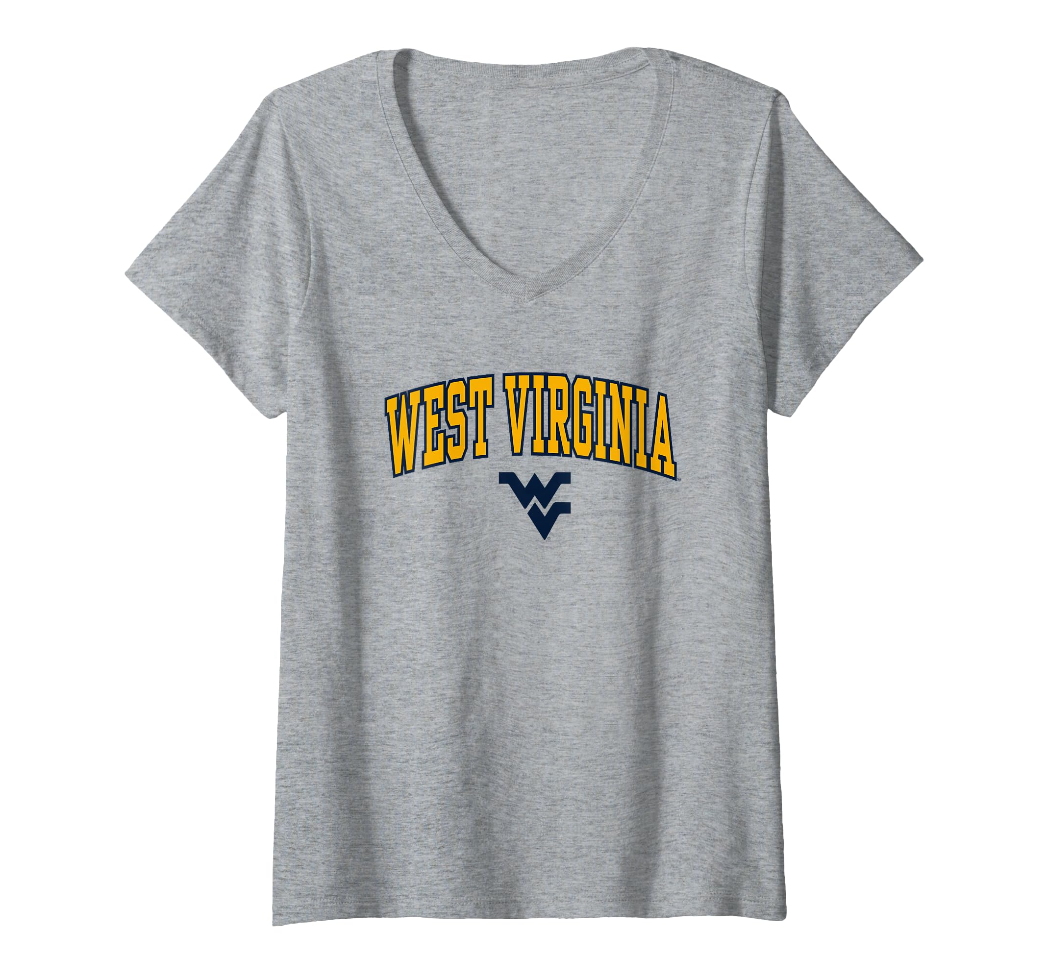 Womens West Virginia Mountaineers Arch Over Logo V-Neck T-Shirt