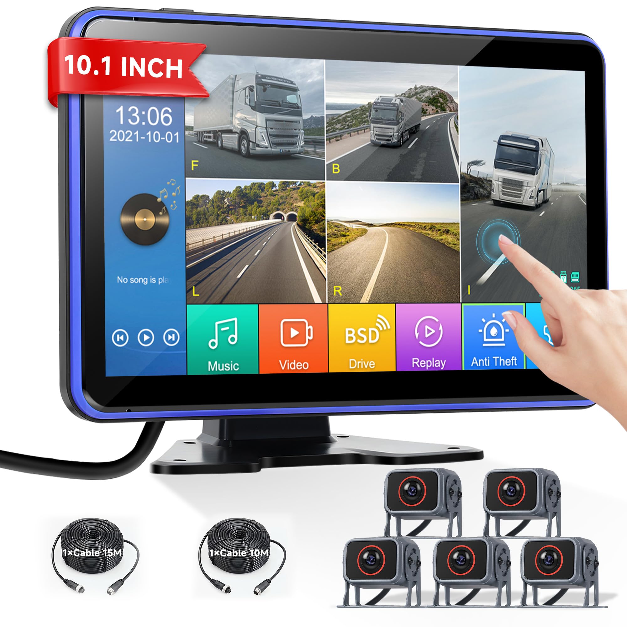 Rimoody achteruitrijcamera auto achteruitrijcamera met goed nachtzicht waterdichte camera 4,3 inch LCD-monitor voor camper/vrachtwagen /caravan/aanhangwagen/boerderij/SUV/pick-up met 10 m kabel 12V-24V