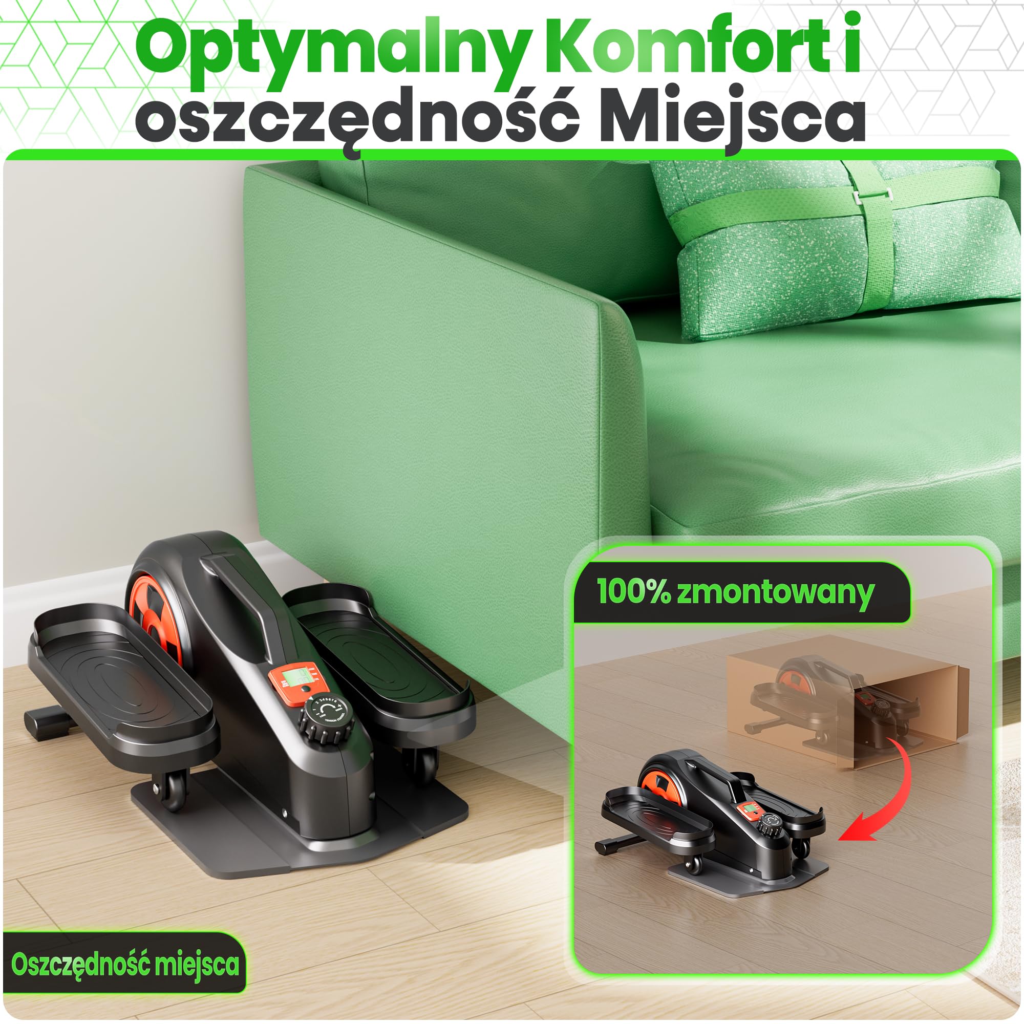 Ultrasport Stepper do domu: Antypoślizgowy, z wyświetlaczem LCD i 8 stopniami, stepper fitness do 100 kg, czarny/czerwony