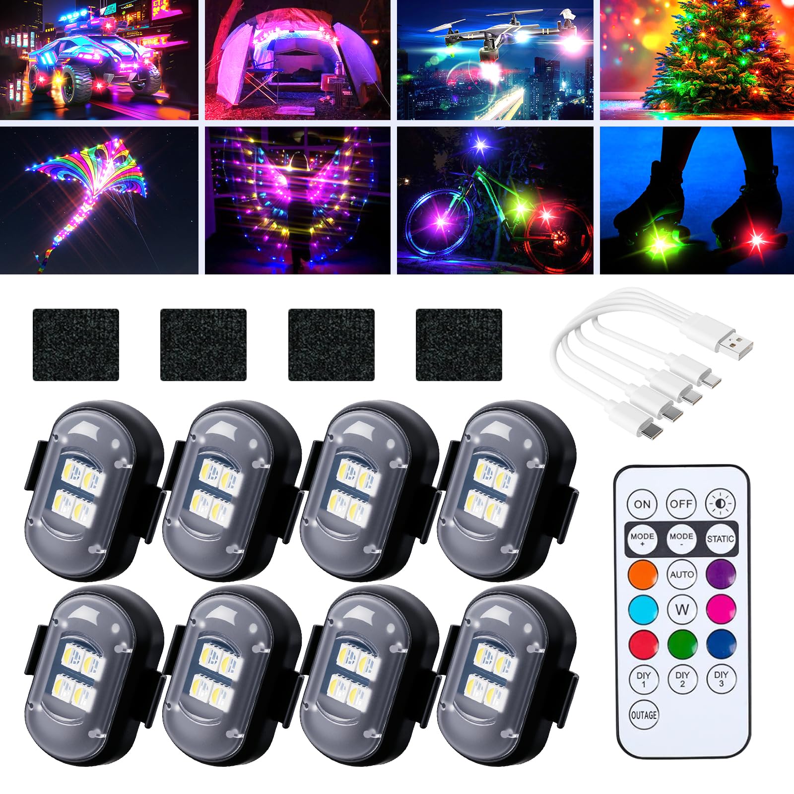 Wireless Car Lights 8PCS Interior Car Light