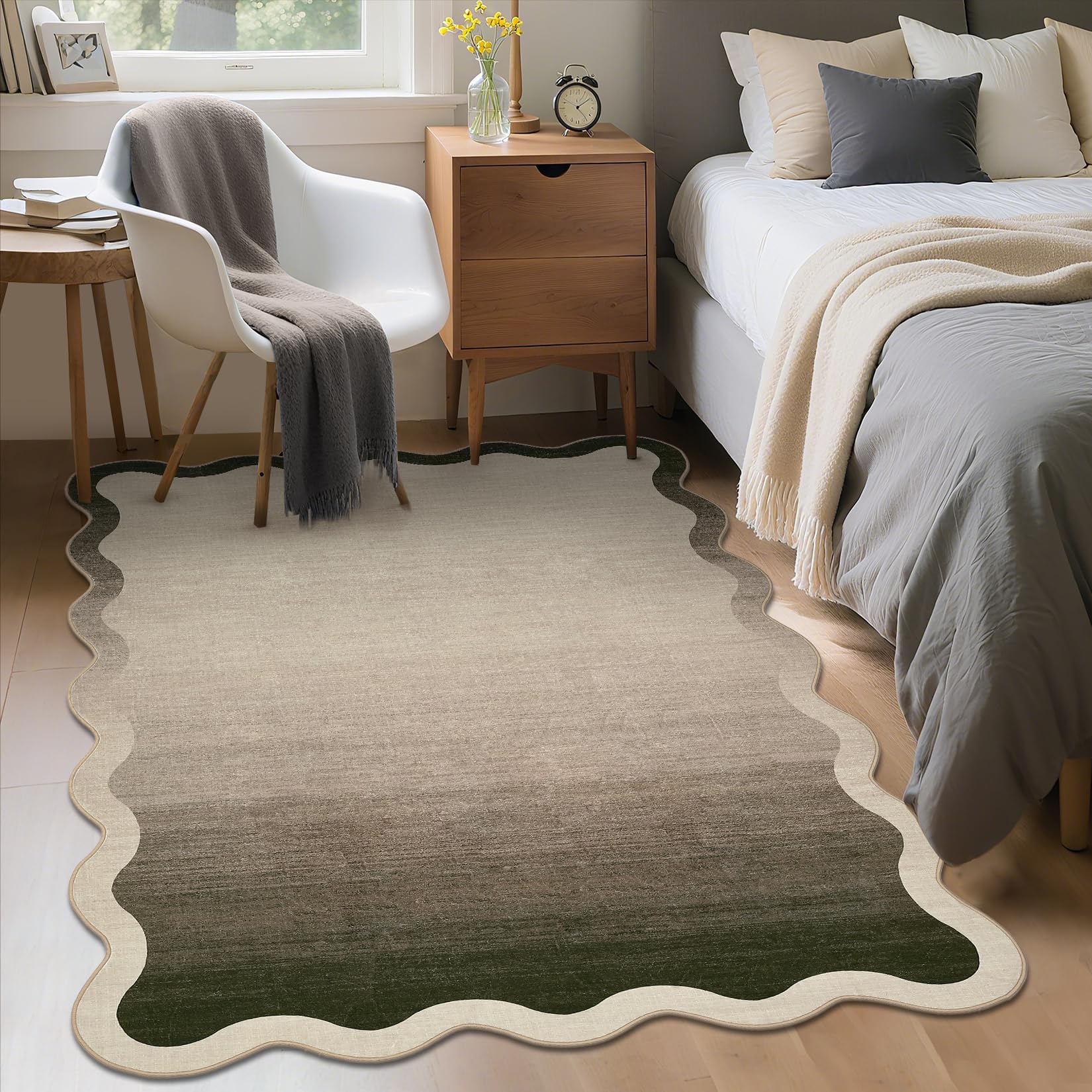 Photo 1 of **Similar item**
GarveeHome Scalloped Rug for Living Room, 8x10 Soft Non Slip Bedroom Nursery Rugs, Stain Resistant Large Under Table Carpet for Dining Room Office, Modern Ombre Floor Cover for Home Decor, Brown