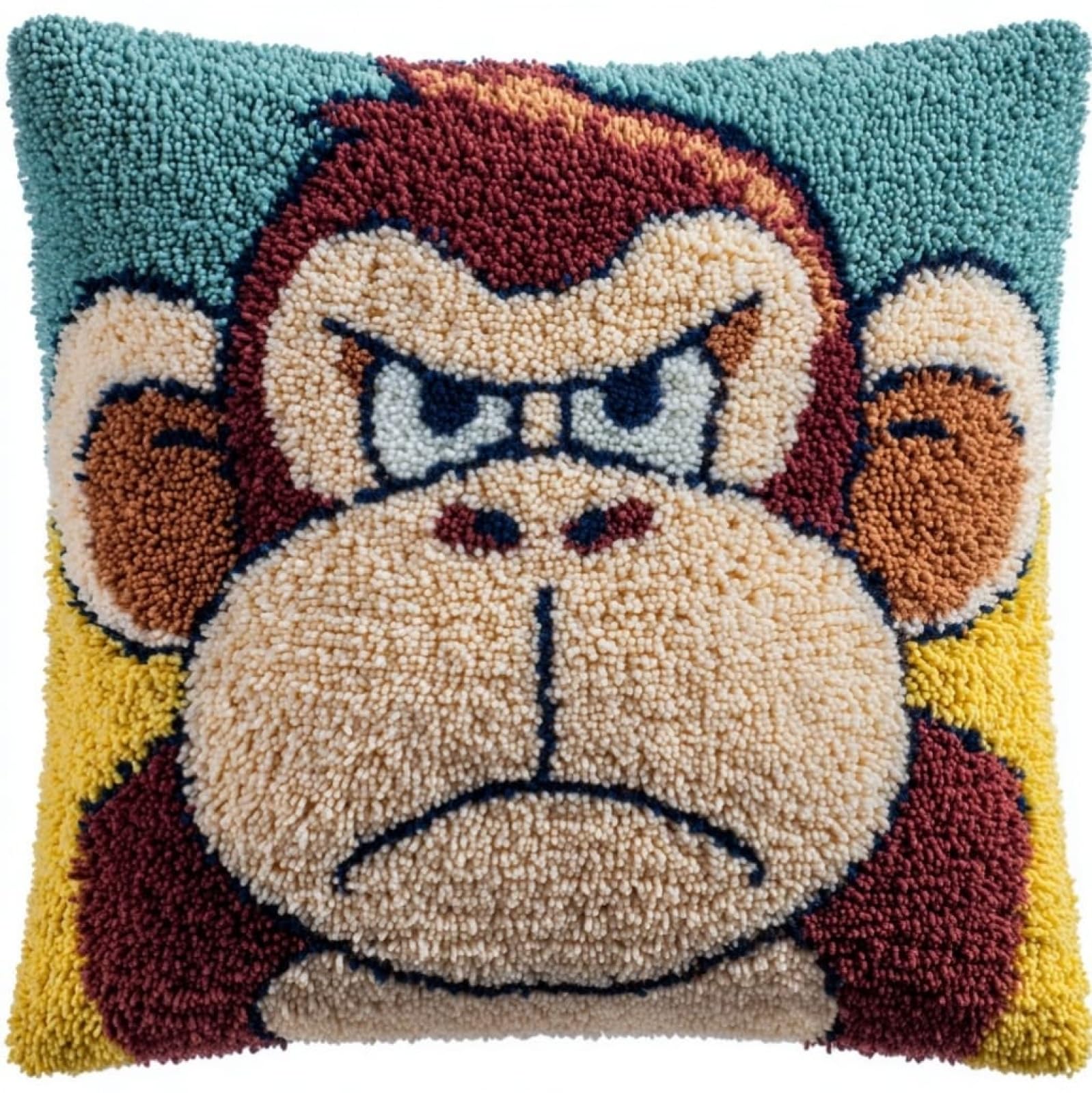 WallustrioaW Latch Hook Craft Cushion Kit 43x43cm,Cute Monkey