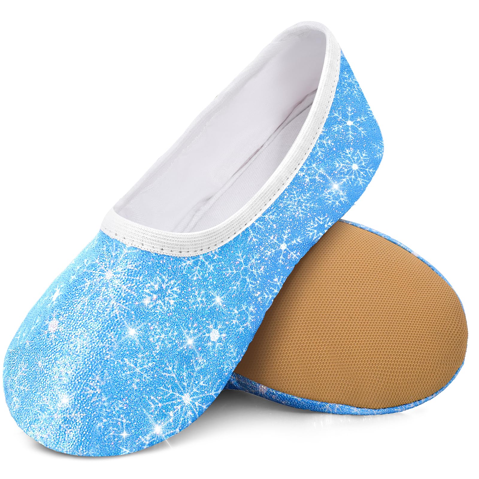 Growmax Turnschläppchen Mädchen Glitzer Gymnastikschuhe Mädchen Baumwollfutter Schläppchen Kinder Oxford-Sohle Turnschlappen Blau EU 25
