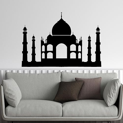 Large Vinyl Wall Decal Taj Mahal India Architecture Indian Art Stickers (205ig) Black