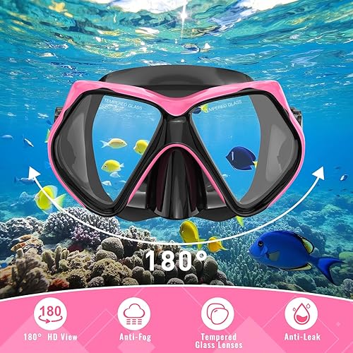 Miniatura 2 de Equipo de esnórquel para adultos, conjunto de esnórquel máscara de buceo con parte superior seca, gafas de natación para adultos con cubierta para