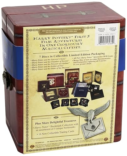 Vista 2 de Harry Potter Years 1-5 Limited Edition Gift Set (Sorcerers Stone Chamber of Secrets Prisoner of Azkaban Goblet of Fire Order of the Phoenix)