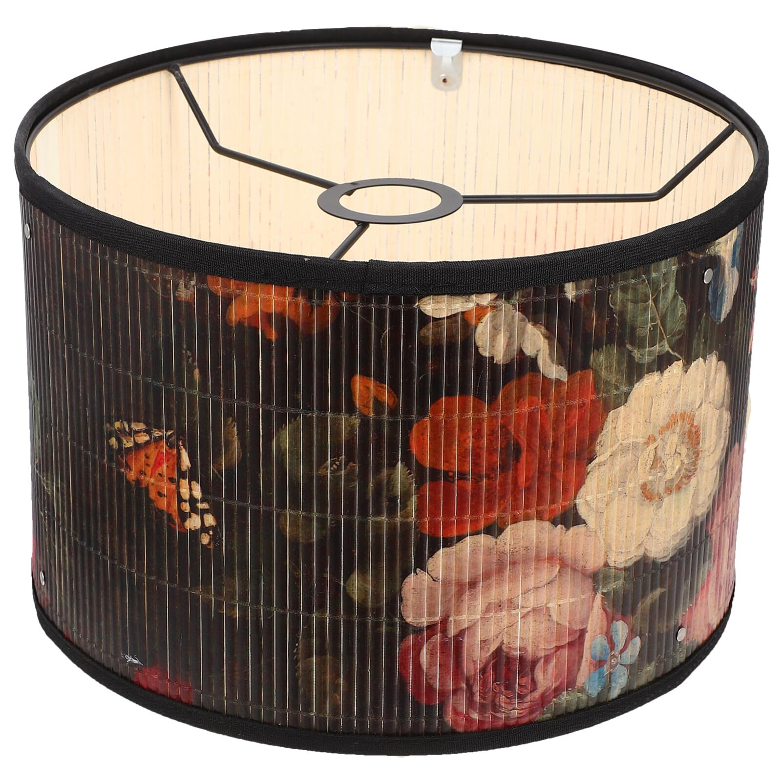 Amosfun Vintage Bamboo Ceiling Lampshade with Flower Print Light Cover, Lightweight and Compact, for Bedroom and Home Decor