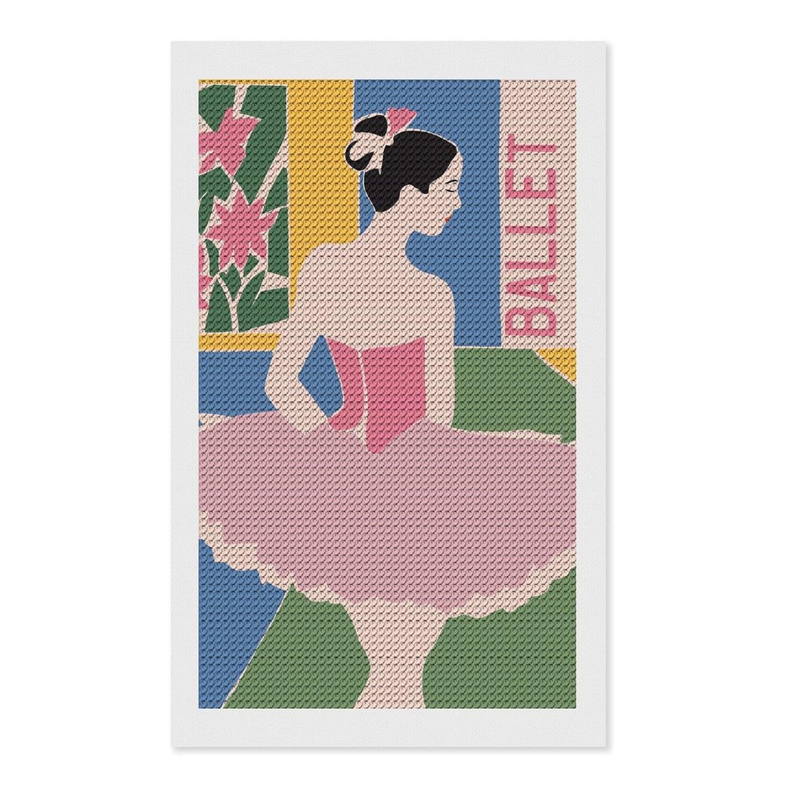 Junmoney Ballet School (2) Full Drill Diamond Painting Kit 12"x20", for Teens, Adhesive Canvas, Bedroom Decor, Holiday Gift Idea