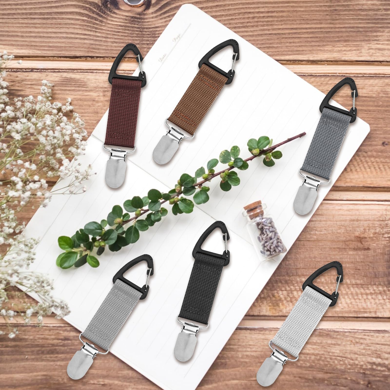 6 Piezas Clips de Viaje para Sombreros, Ganchos para Sombreros Clips para Bolsos, 6 Colores Agarre Moderado Pinzas Portátiles para Sombreros, Pinza Sujeta Sombreros Elástica para Hombres Mujeres