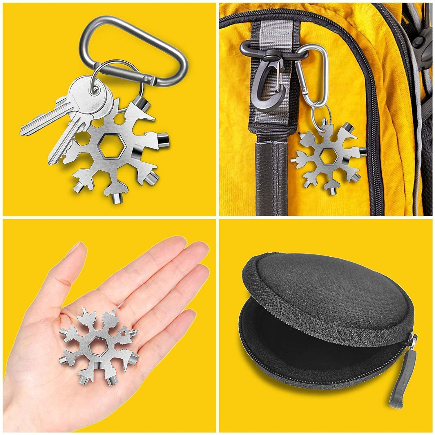 TOP SELECT 18-in-1 Multi-Tool, High‑Carbon Steel Spanner, Allen Wrench, Keychain Screwdriver, Bottle Opener Tool, Outdoor Wrench Multi Hand Tool (Silver) 3
