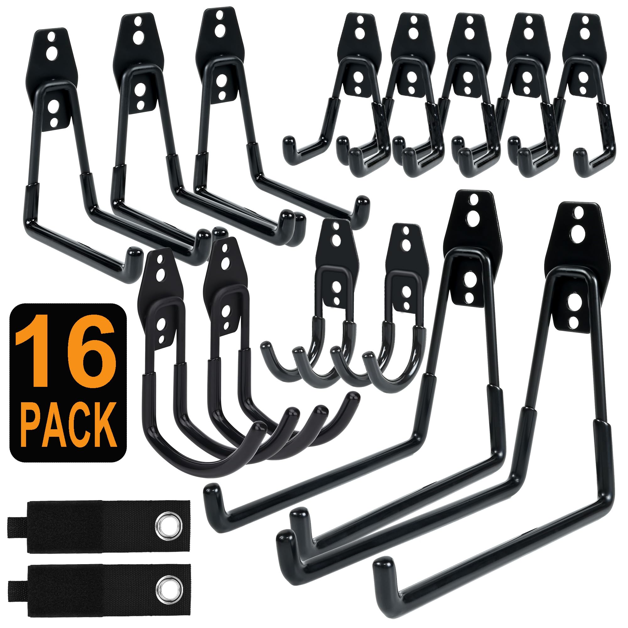 16 confezioni di organizer per ganci a parete da garage per corde ad alte prestazioni per garage, portatubi e organizzazione - design durevole e salvaspazio per uso domestico, garage e officina