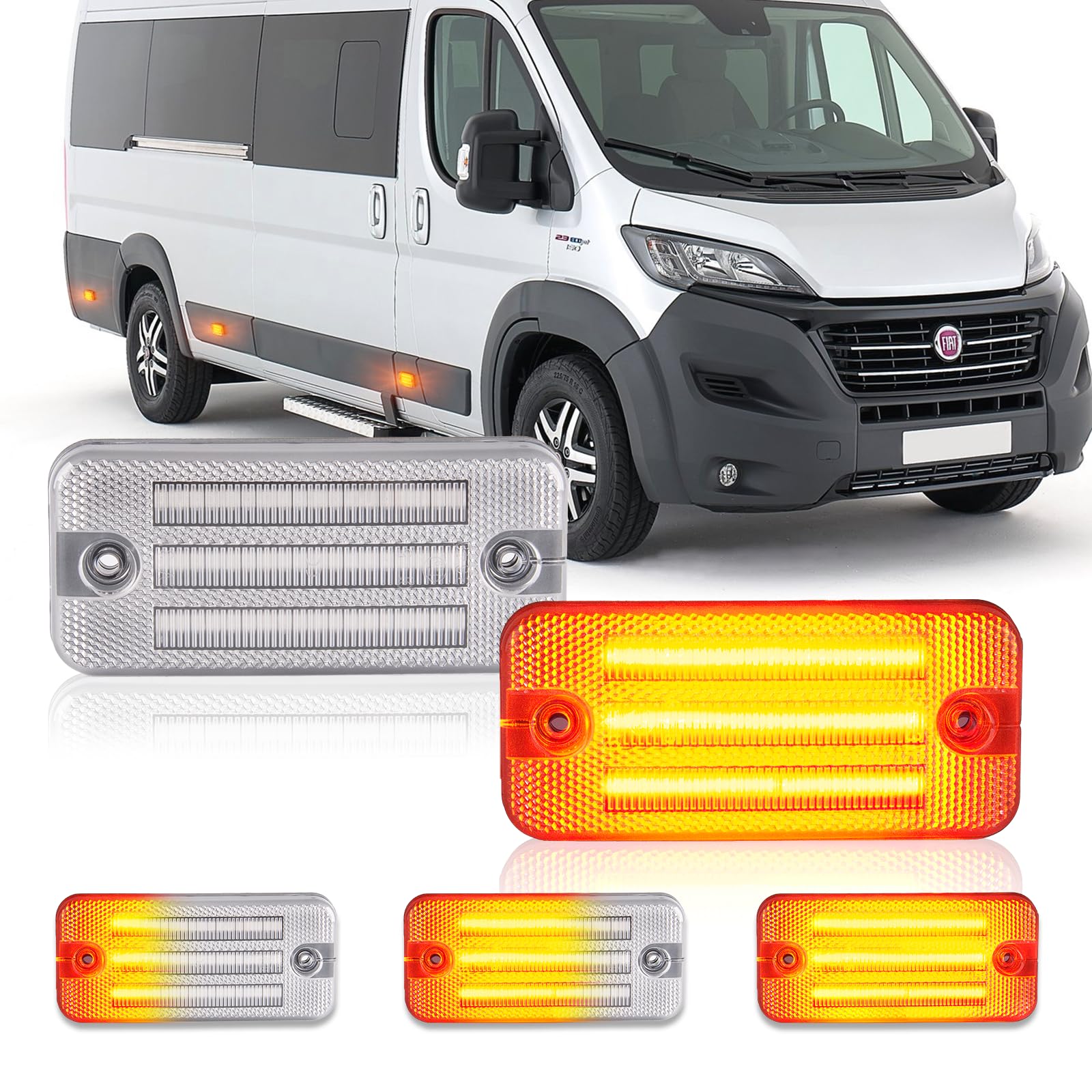 POPMOTORZ LED Luci laterali, 2 Pezzi LED Dinamiche Frecce Laterali per F-iat Ducato Citroen Relay Peugeot Boxer R-enault Trucks Magnum FE MAN F 2000 Daily DAF 45 LF/55 LF/65 CF Jeep Cherokee