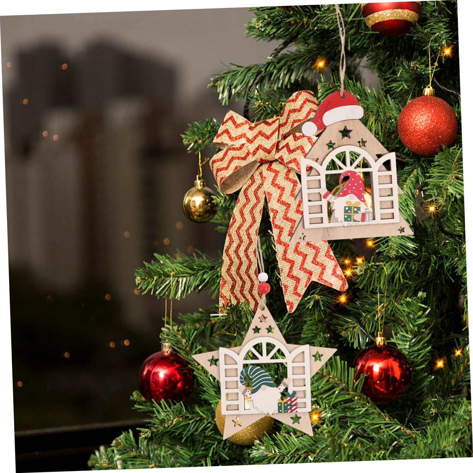 PRETYZOOM 16 Pz addobbi natalizi ornamenti rustici della fattoria di natale decorazione di di natale Decorazioni natalizie christmas tree arredamento ornamento da appendere in legno