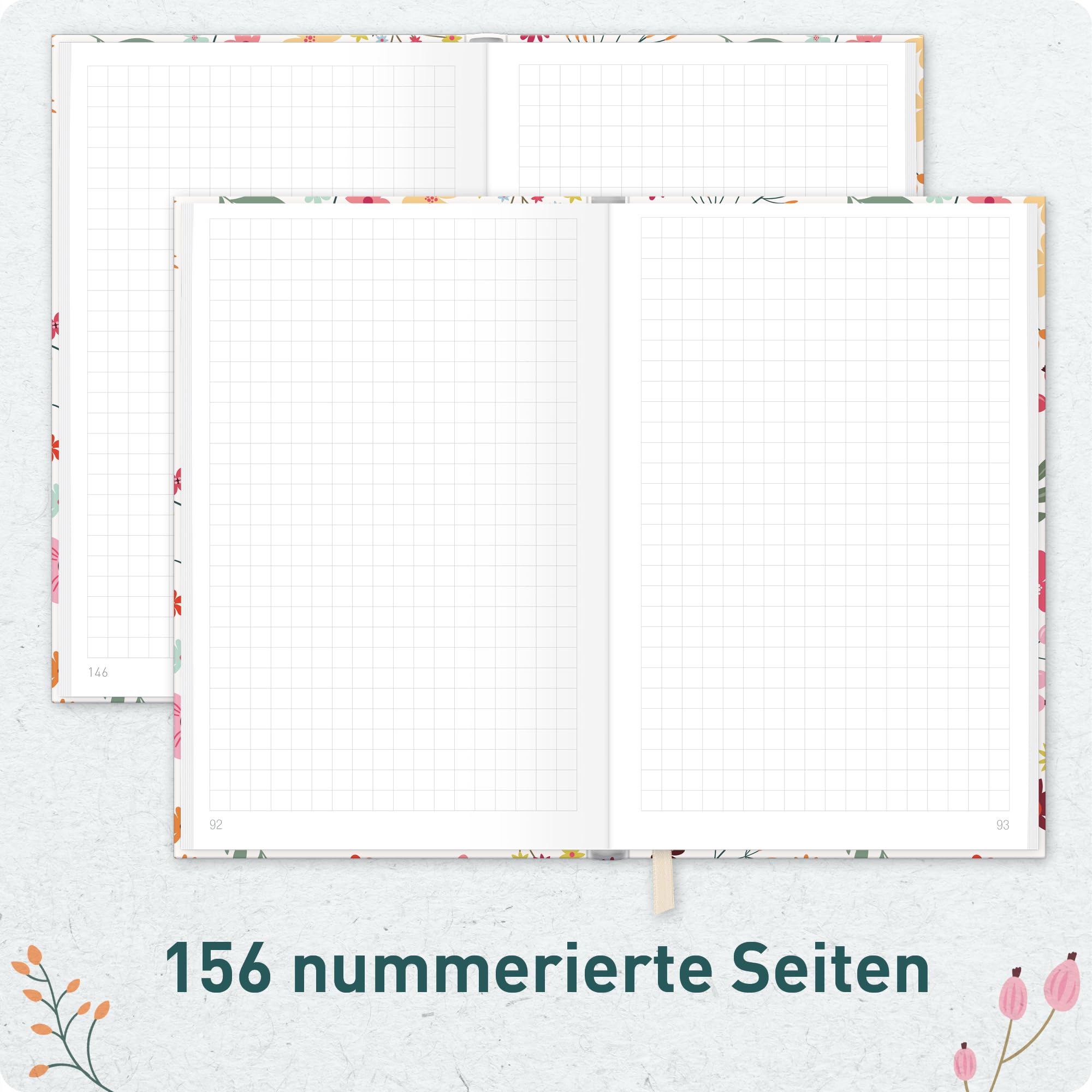 paper&you® notitieboek A6 met elastiek [Wild Flower] met 156 pagina's, 78 vellen - journal, dagboek - duurzaam & klimaatvriendelijk