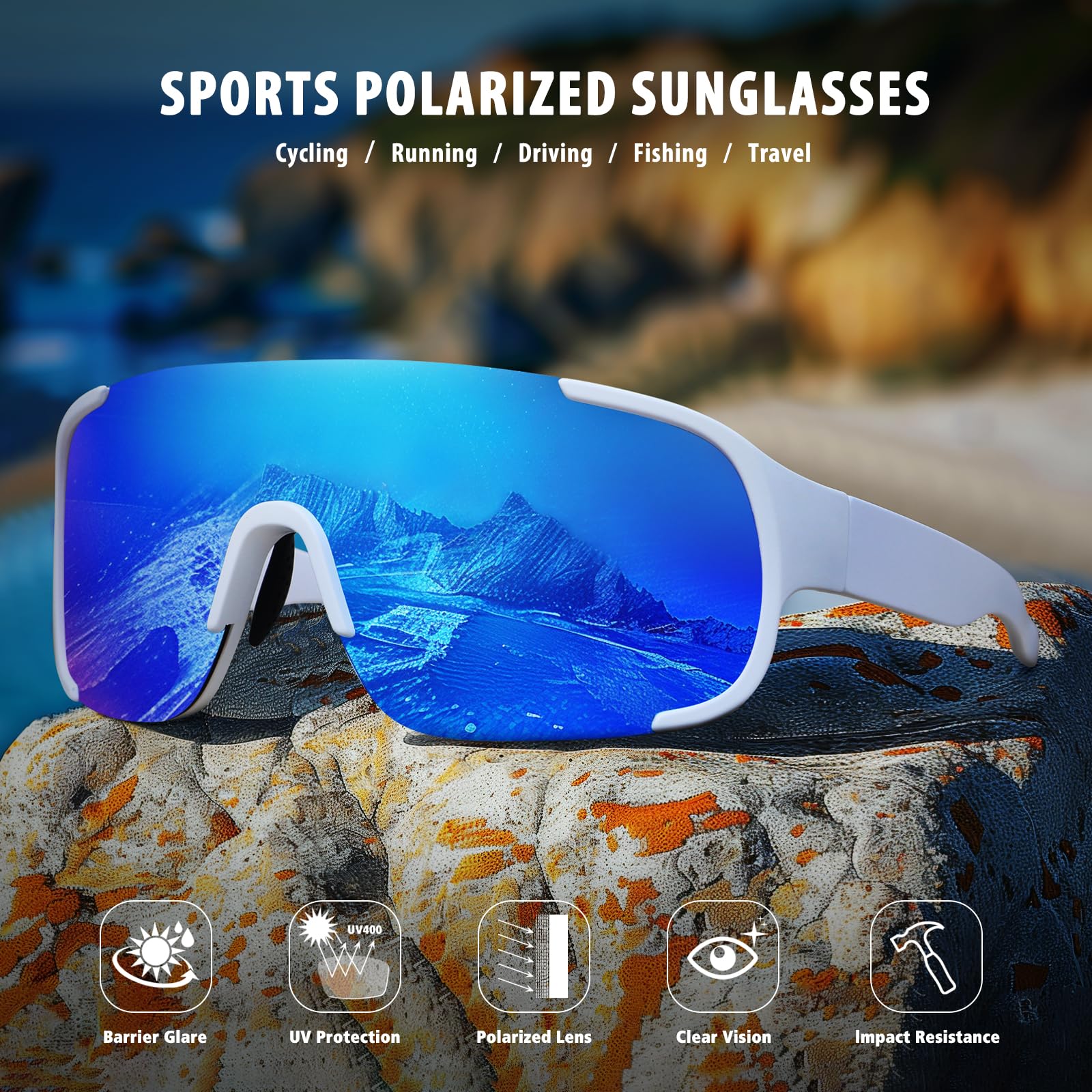 Lunettes de soleil polarisées, cyclisme, sport, lunettes de soleil pour homme et femme, protection UV, pêche, cyclisme, course à pied, lunettes de soleil enveloppantes