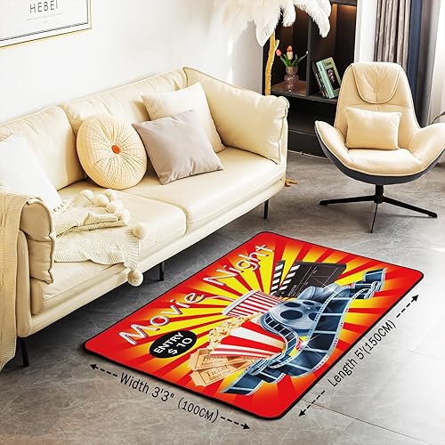 Miniatura 3 de jejeloiu Alfombra decorativa de noche de cine de 5 x 7 pulgadas, alfombra decorativa para sala de cine y sala de estar, alfombra decorativa para