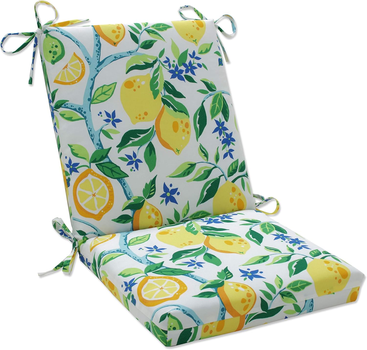 Pillow Perfect Outdoor/Indoor Lemon Tree Yellow Square Corner Chair Cushion, 36.5" x 18"