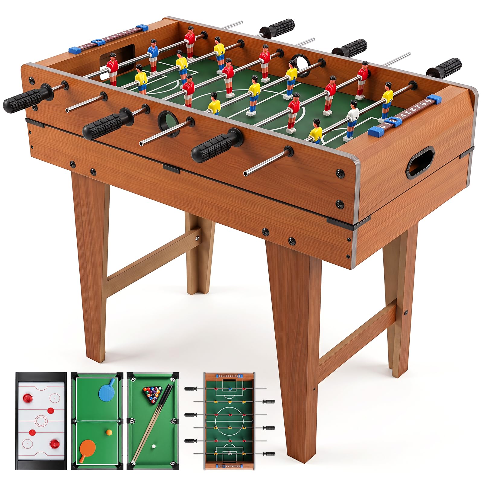 4-in-1 Multi Game Table, Tischkicker Kickertisch for Kids and Adults