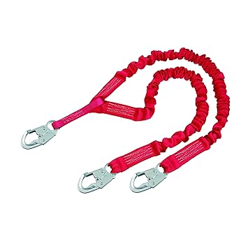 3M Protecta PRO Stretch, 1340141 6-Foot, 100-Percent Shock Absorbing Lanyard, Snap Hooks On All End, 310-Pound Capacity, Red