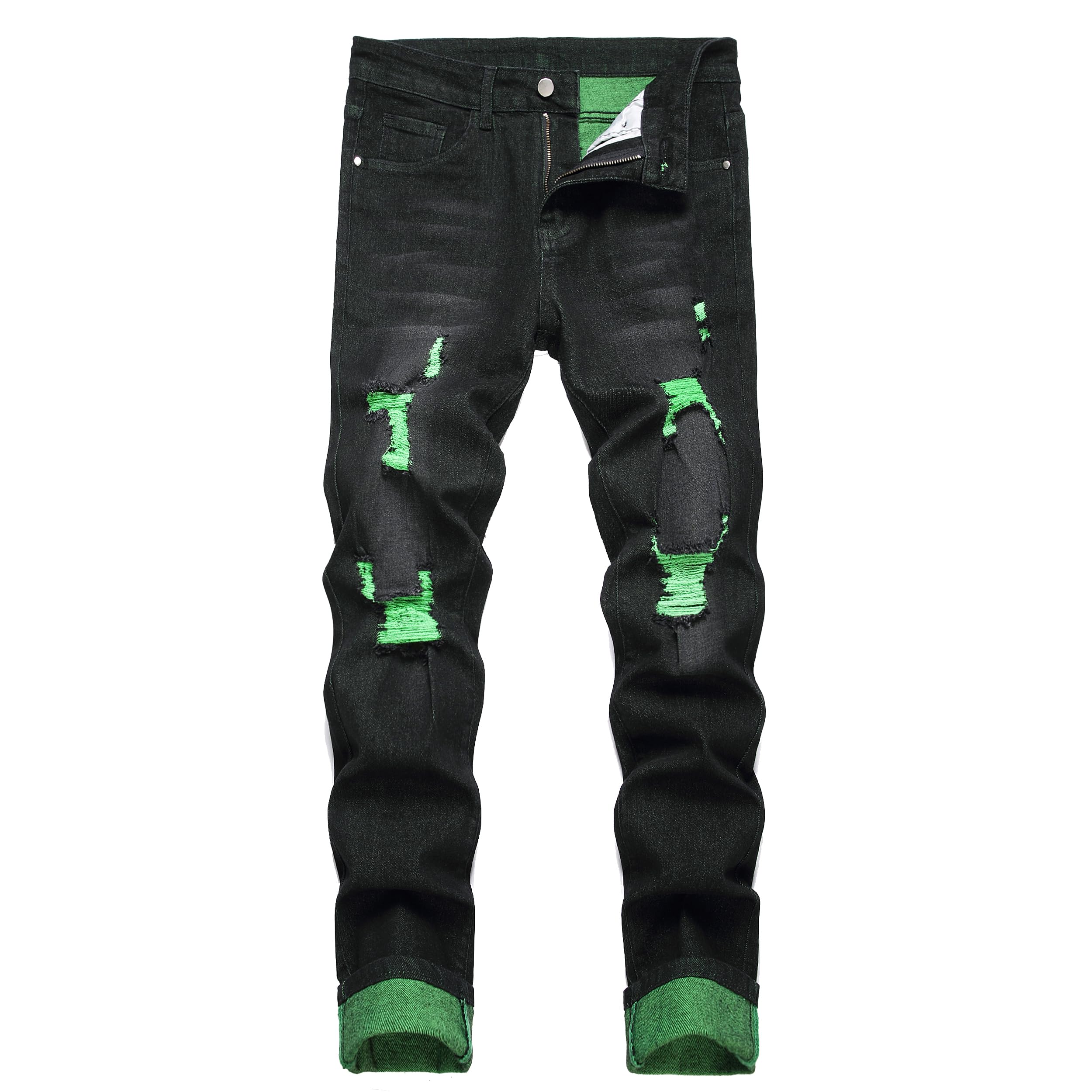 JUNBAOSS Men's Slim Fit Stretch Jeans Ripped Skinny Jeans for Men, Fashion Distressed Straight Comfort Flex Waist Pants