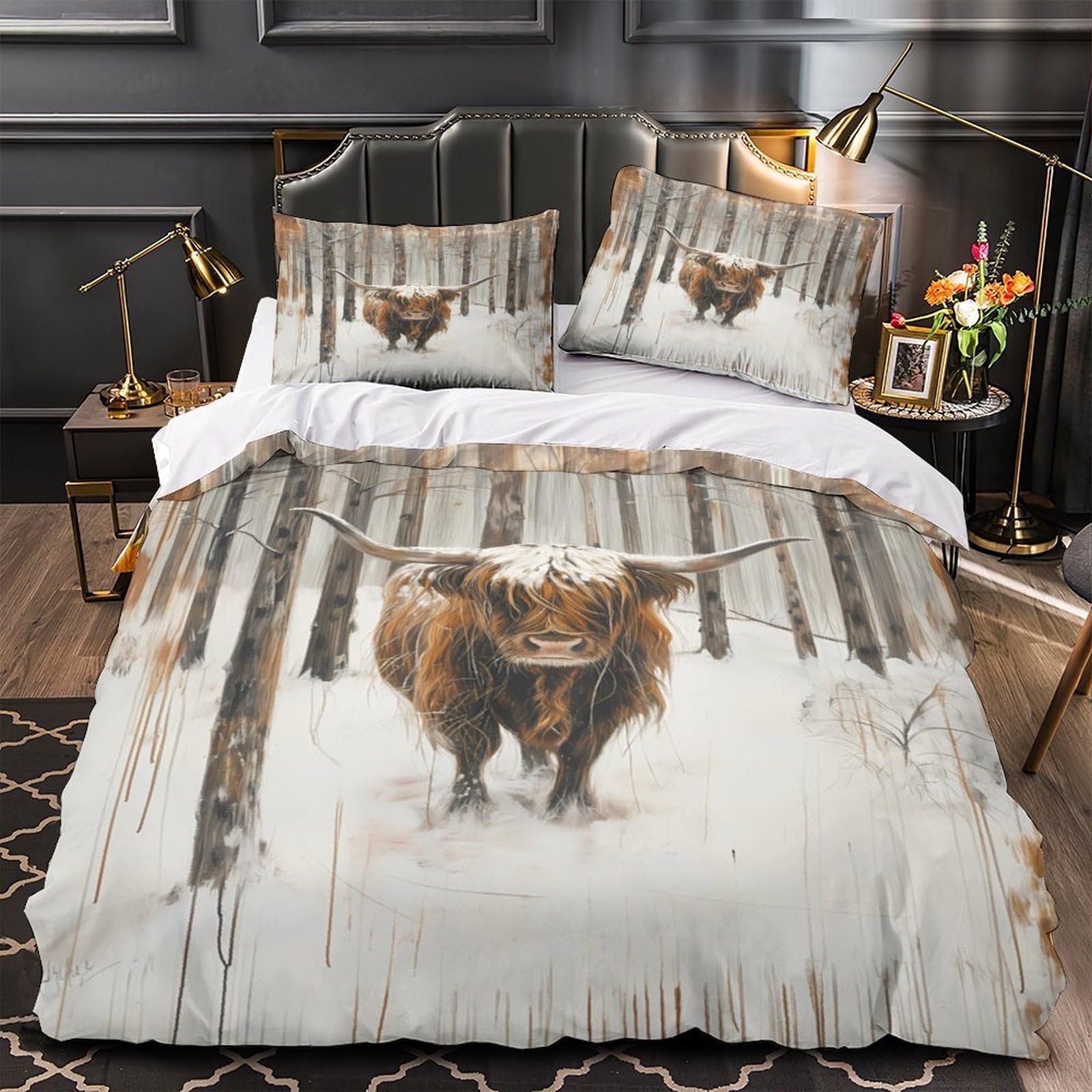 Linge de lit vache des Highlands grand confort pour les amoureux