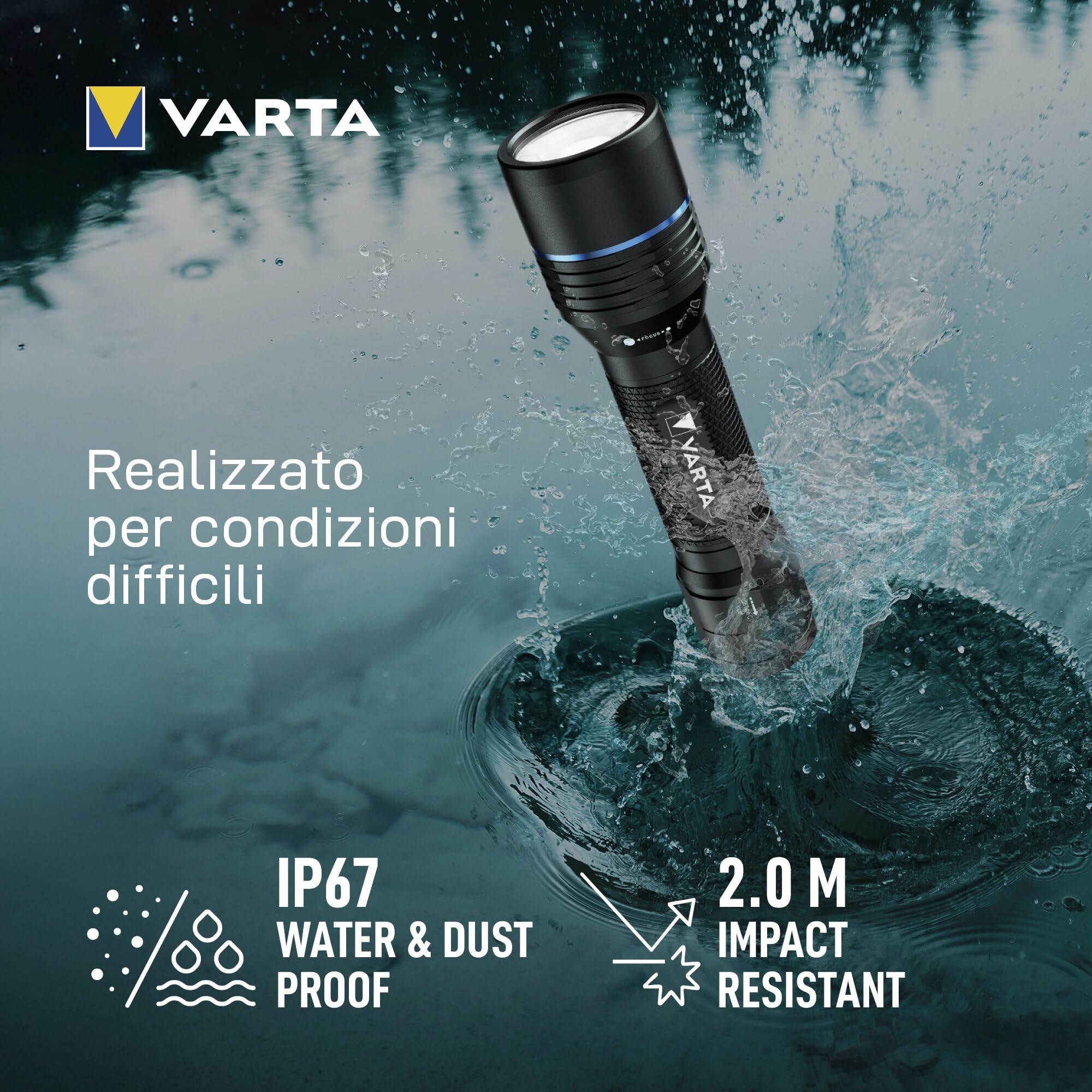 VARTA Torcia tattica LED, Night Cutter Pro F20R Tactical, 1000 lm | 5 modalità di luce, funzione rompivetro, IP67, alluminio aeronautico, USB C, fondina da cintura, ricaricabili