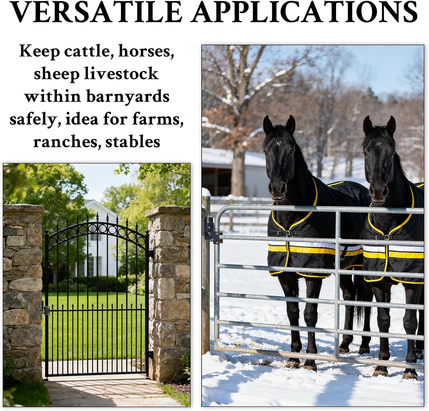 WellMade Heavy Duty 2 Way Farm Gate Latch -2 Pack Lockable Cattle Gate Latch for 1-5/8" to 2" Round Tube Gates, Fits Ranches, Horse Corrals, Pastures (Screws & Instructions Included)