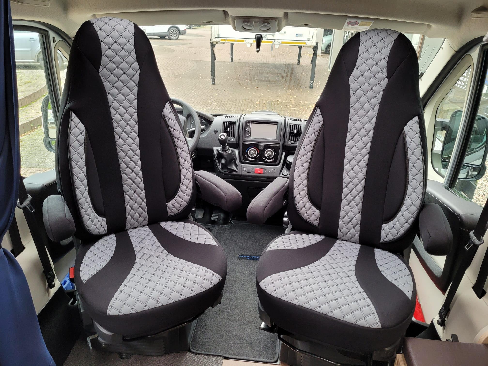 BREMER SITZBEZÜGE Wohnmobil Schonbezüge Sitzbezüge kompatibel mit FIAT Ducato Citroen Jumper Peugeot Boxer in Schwarz/Grau | WPL401