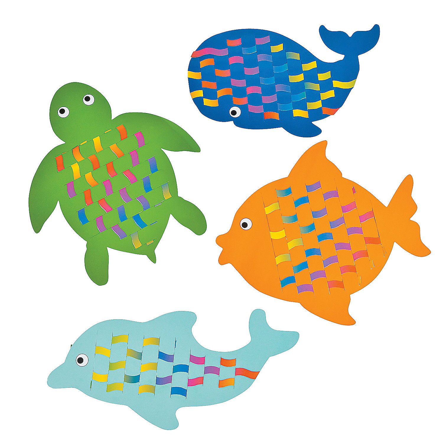 Fun Express Sea Life Weaving Mats- 12 Pc - VBS Vacation Bible School Supplies/Decor - Crafts for Kids and Fun Home Activities