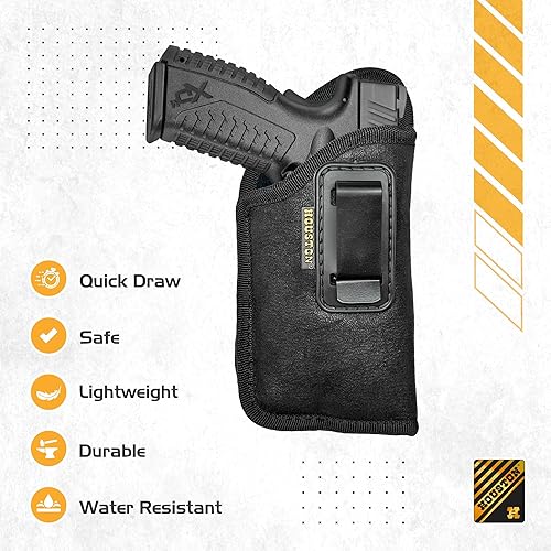 Miniatura 4 de HOUSTON Gun Holsters - Nobuck ECO Leather Concealed Carry - FITS Most Mid & Full Sizes - XDM, Glock 1923, 92 FS, S&W M&P with Laser
