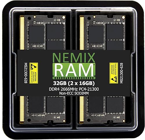 Miniatura 1 de NEMIX RAM - Memoria para portátil DDR4-2666MHz PC4-21300 1.2V SODIMM de 32GB (2x16GB)