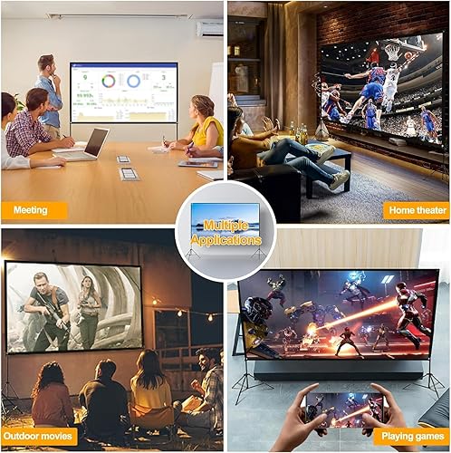 Miniatura 8 de VISULAPEX Projector Screen with Stand,100 inch Portable Projection Screen, 169 Rear Front Projections Movies Screen with Carry Bag, for Indoor