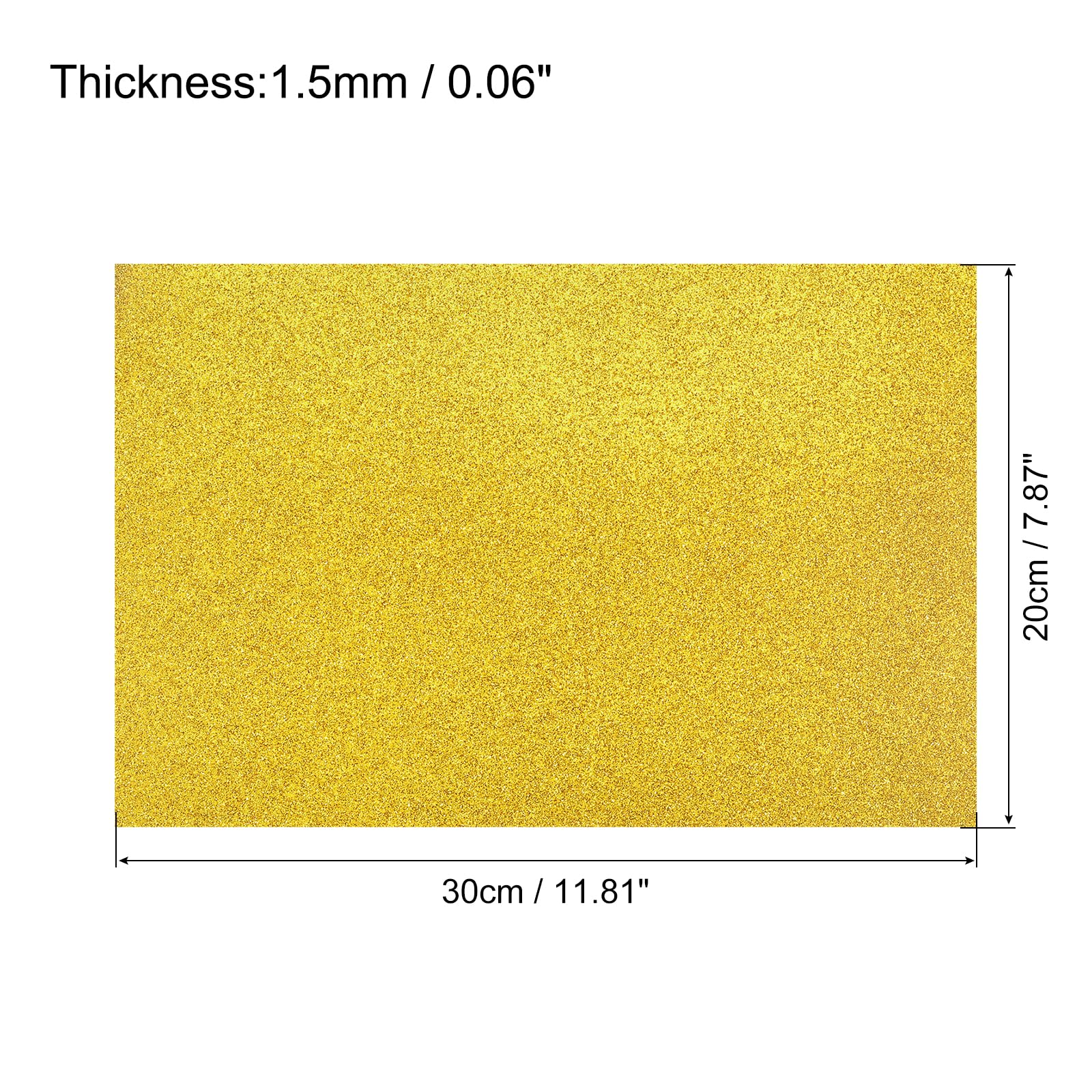 Rebower 2Pcs Foam Sheets Crafts Glitter Foam Arts Paper 12 x 8 x 1/16 Inch [for Crafts Project, Scrapbooking, DIY, Party Handicraft, Costumes]-30cm x 20cm x 1.5mm / Gold