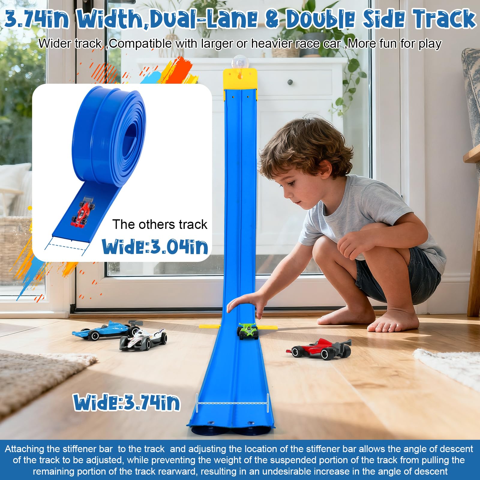 Speed Race car track,Flexible Race Car Ramp Track with 4 Small Race cars, 15FT(4.6M) Racetrack for Ages 3 & Up - Image 4